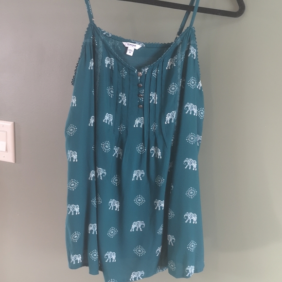 Sonoma Deep Teal Green Elephant Spaghetti Strap Tank (M) - Picture 11 of 14